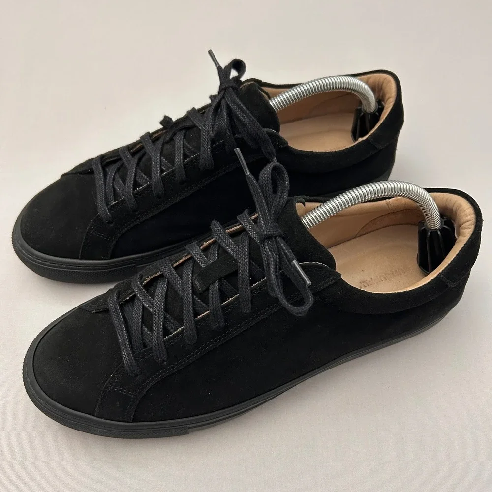 SuitSupply Shoes Mens 10‎ Black Suede Low Top Lace-Up Sneakers Dress Casual